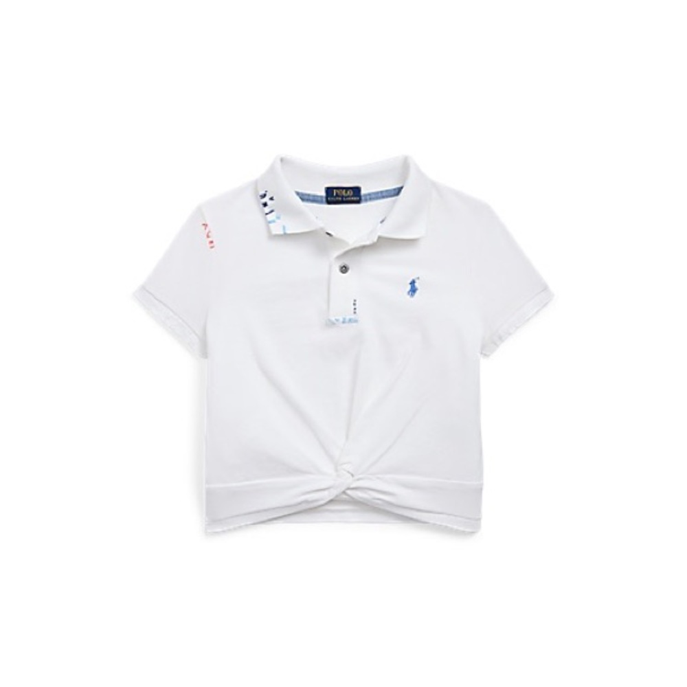 Twist-Front Stretch Mesh Polo Shirt
Girls 7-16